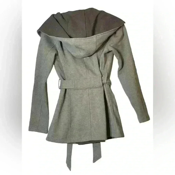 Sebby Tan & Brown Hooded Knit Belted Jacket Size Small Warm | Cozy | Fall - Picture 4 of 12